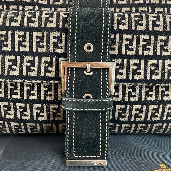 Fendi Semitracolla Piccola suede leather monogram shoulder bag purse AUTHENTIC - Picture 3 of 15